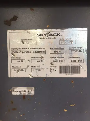 2010 Skyjack SJ66T (Serial # 97000150) - Image 9