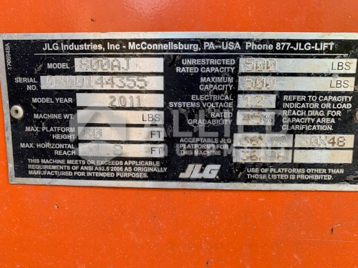 Used 2011 JLG 800AJ (Serial # 300144355) - Image 13