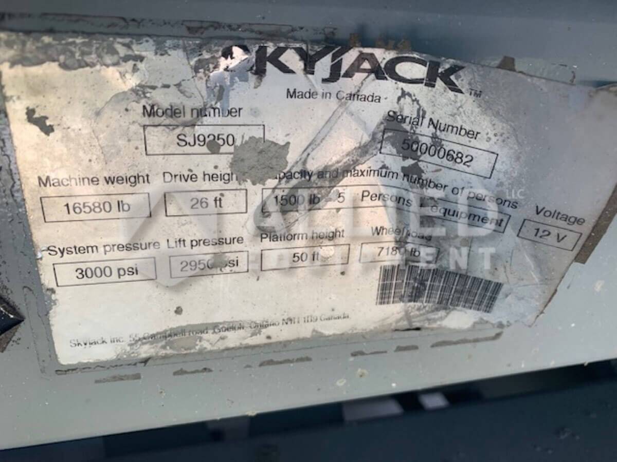 Used 2010 Skyjack SJ9250RT (Serial # 50000682) - Image 2