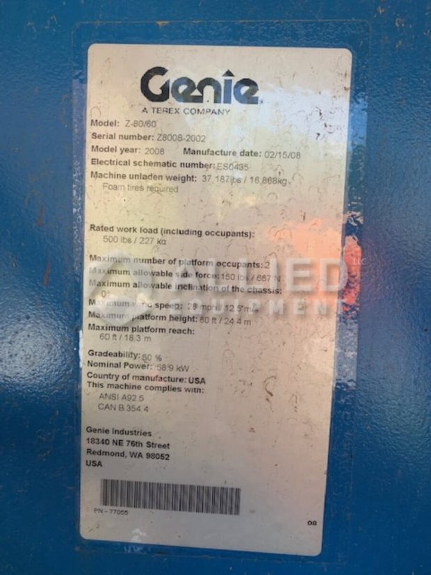 Used 2008 Genie Z-80/60 (Serial #Z8008-2002) - Image 10