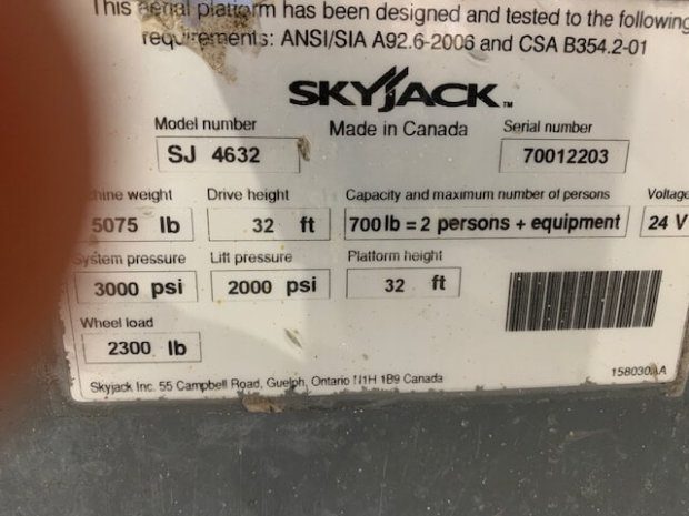 2012 Skyjack SJIII 4632 (Serial # 70012203) - Image 4