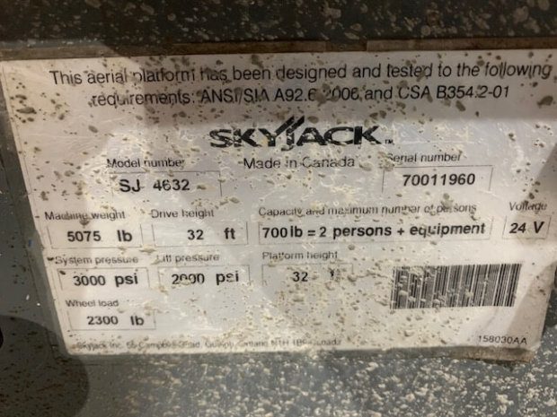 2012 Skyjack SJIII 4632 (Serial # 70011960) - Image 9